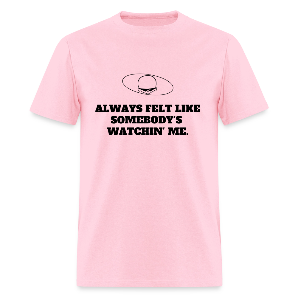 1980s "ALWAYS FELT LIKE SOMEBODY'S WATCHIN' ME." Pop Progeny T-Shirt (Dark on Light) - pink