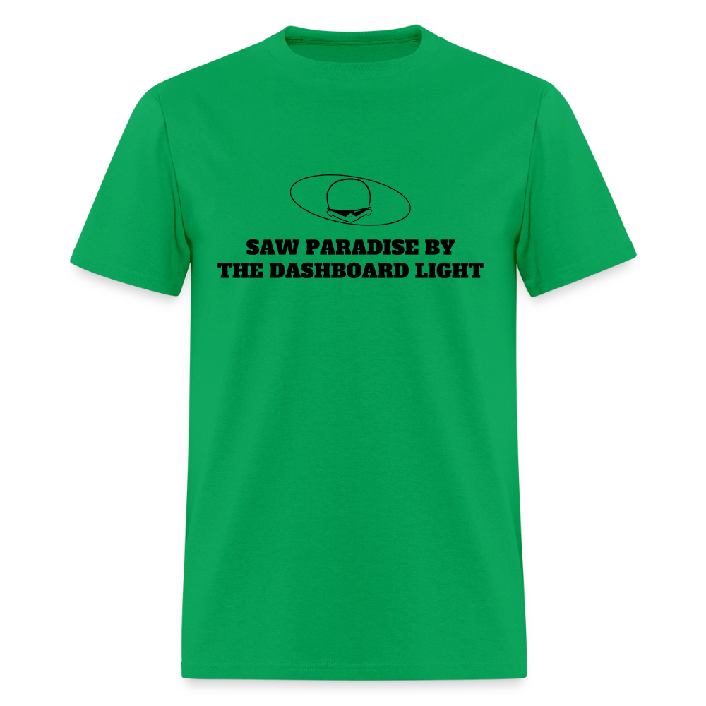 1970s "SAW PARADISE BY THE DASHBOARD LIGHT." Pop Progeny T-Shirt (Dark on Light) - bright green