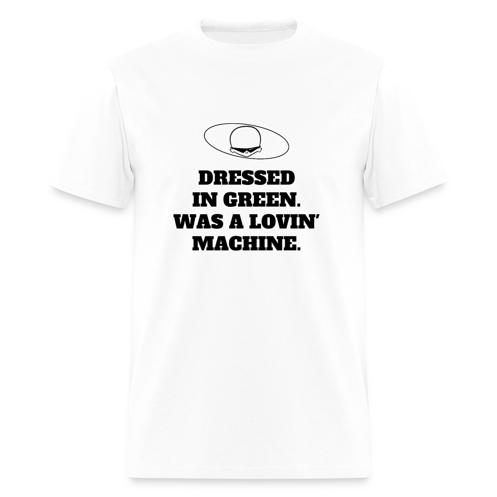 1960s "DRESSED IN GREEN. WAS A LOVIN' MACHINE." Pop Progeny T-Shirt (Dark on Light) - white
