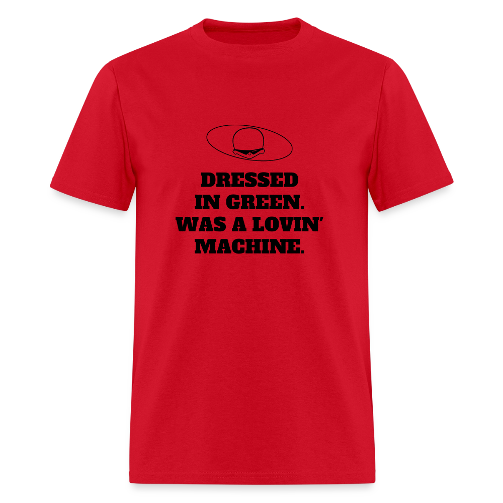 1960s "DRESSED IN GREEN. WAS A LOVIN' MACHINE." Pop Progeny T-Shirt (Dark on Light) - red