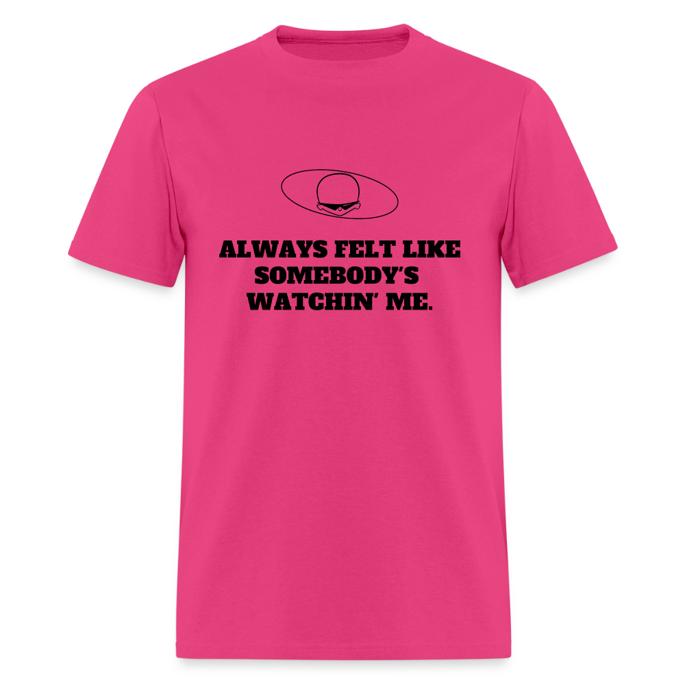 1980s "ALWAYS FELT LIKE SOMEBODY'S WATCHIN' ME." Pop Progeny T-Shirt (Dark on Light) - fuchsia