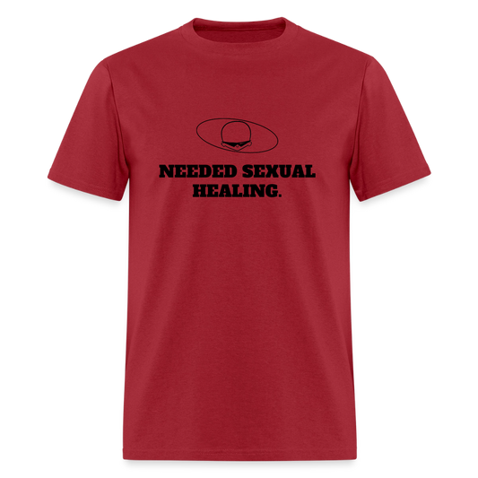 1980s "NEEDED SEXUAL HEALING." Pop Progeny T-Shirt (Dark on Light) - dark red