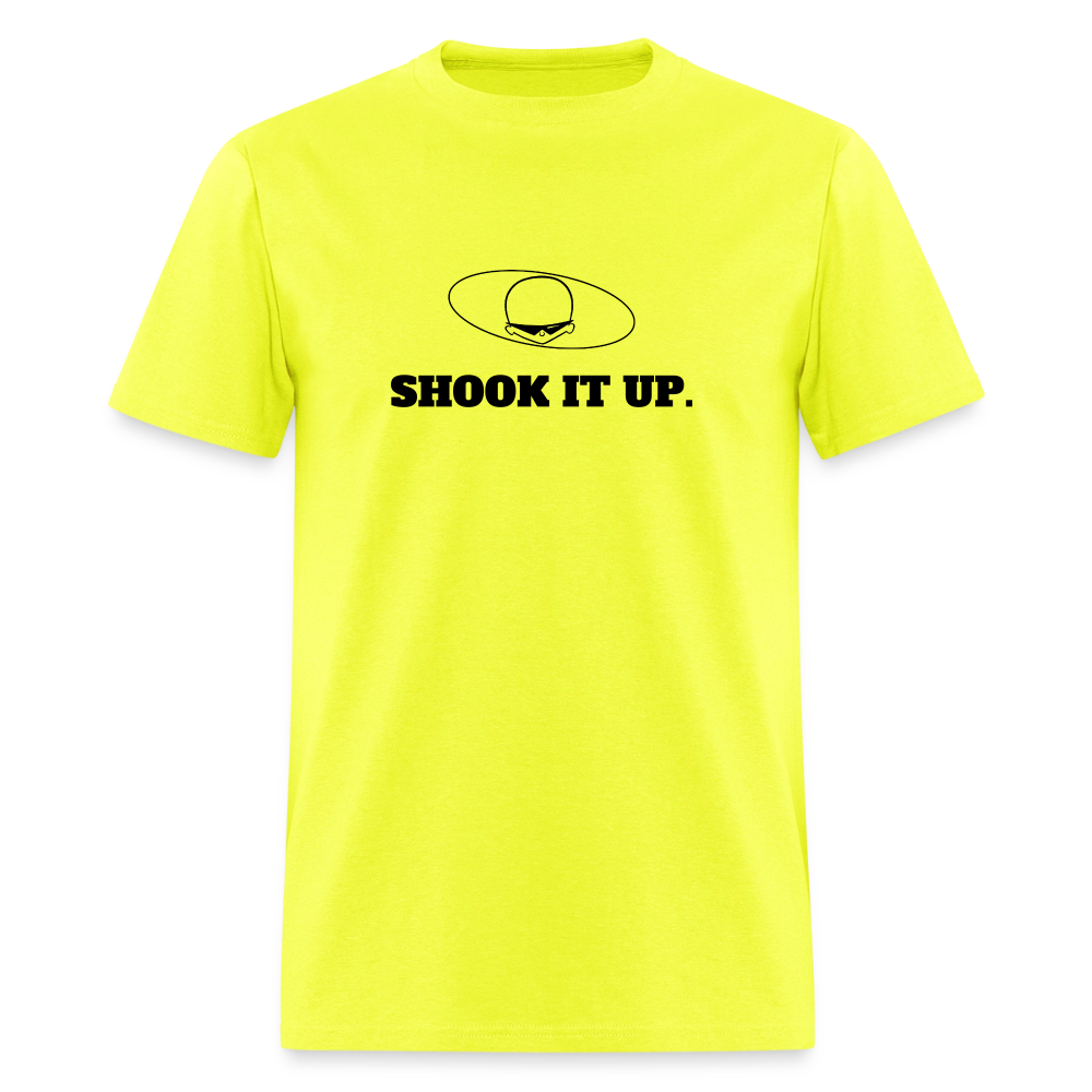 1980s "SHOOK IT UP." Pop Progeny T-Shirt (Dark on Light) - safety green