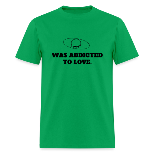 1980s "WAS ADDICTED TO LOVE." Pop Progeny T-Shirt (Dark on Light) - bright green