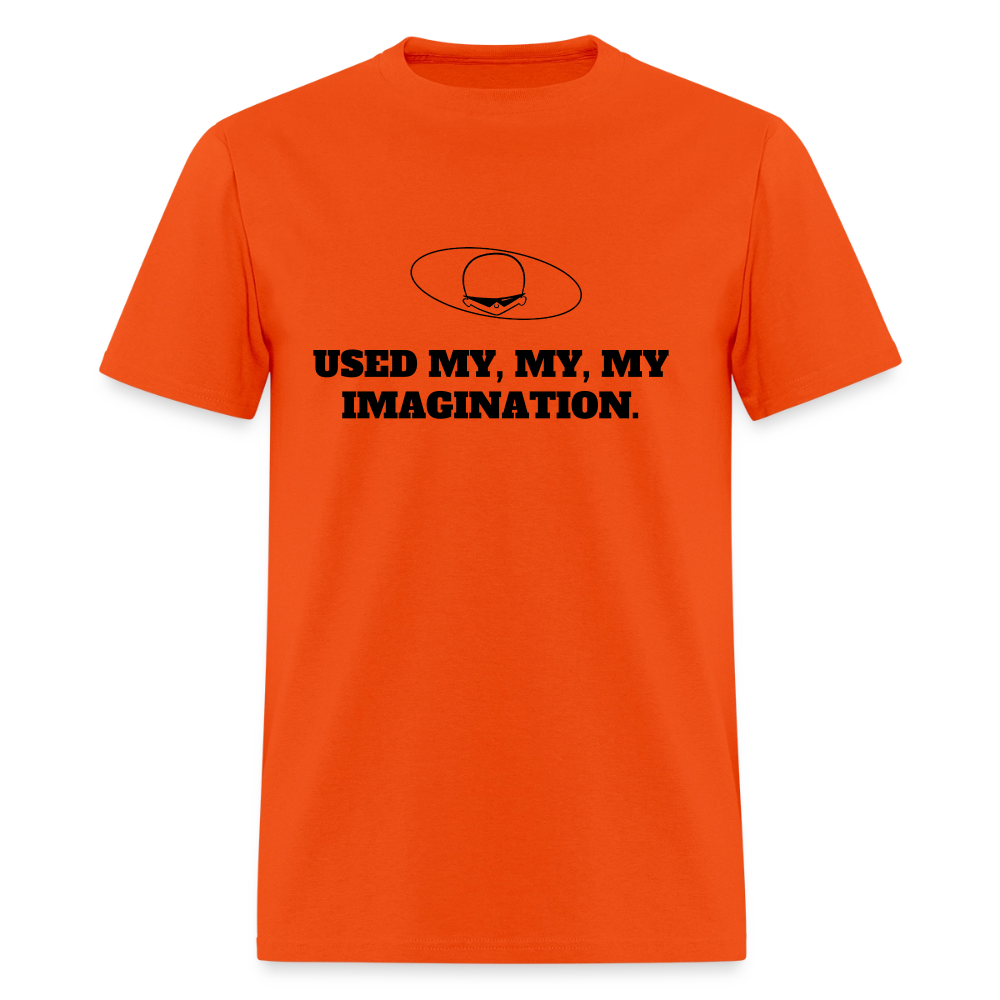 1980s "USED MY, MY, MY IMAGINATION." Pop Progeny T-Shirt (Dark on Light) - orange