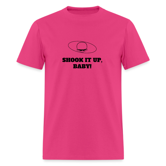 1960s "SHOOK IT UP, BABY." Pop Progeny T-Shirt (Dark on Light) - fuchsia