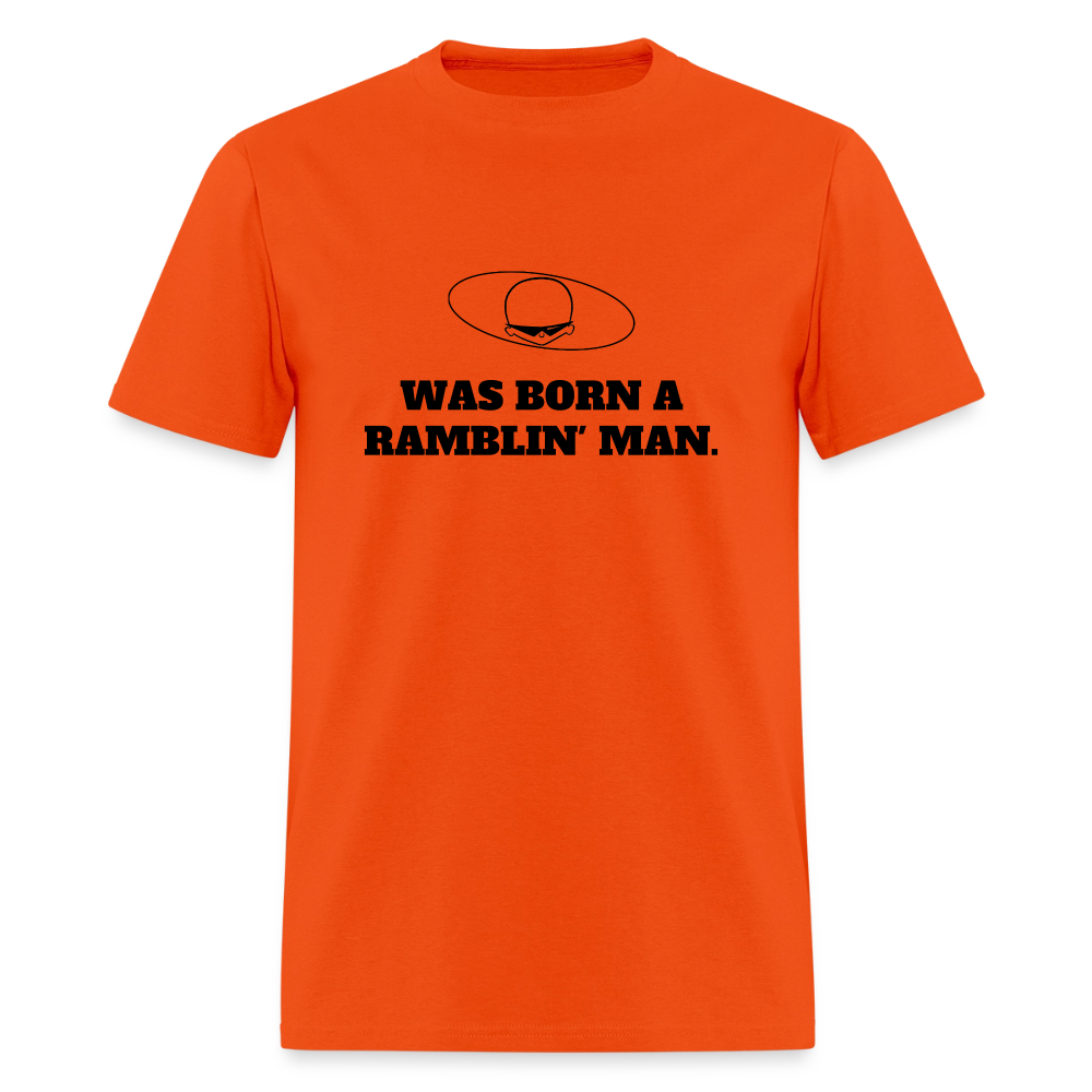 1970s "WAS BORN A RAMBLIN' MAN." Pop Progeny T-Shirt (Dark on Light) - orange