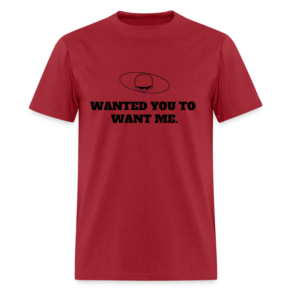 1980s "WANTED YOU TO WANT ME." Pop Progeny T-Shirt (Dark on Light) - dark red
