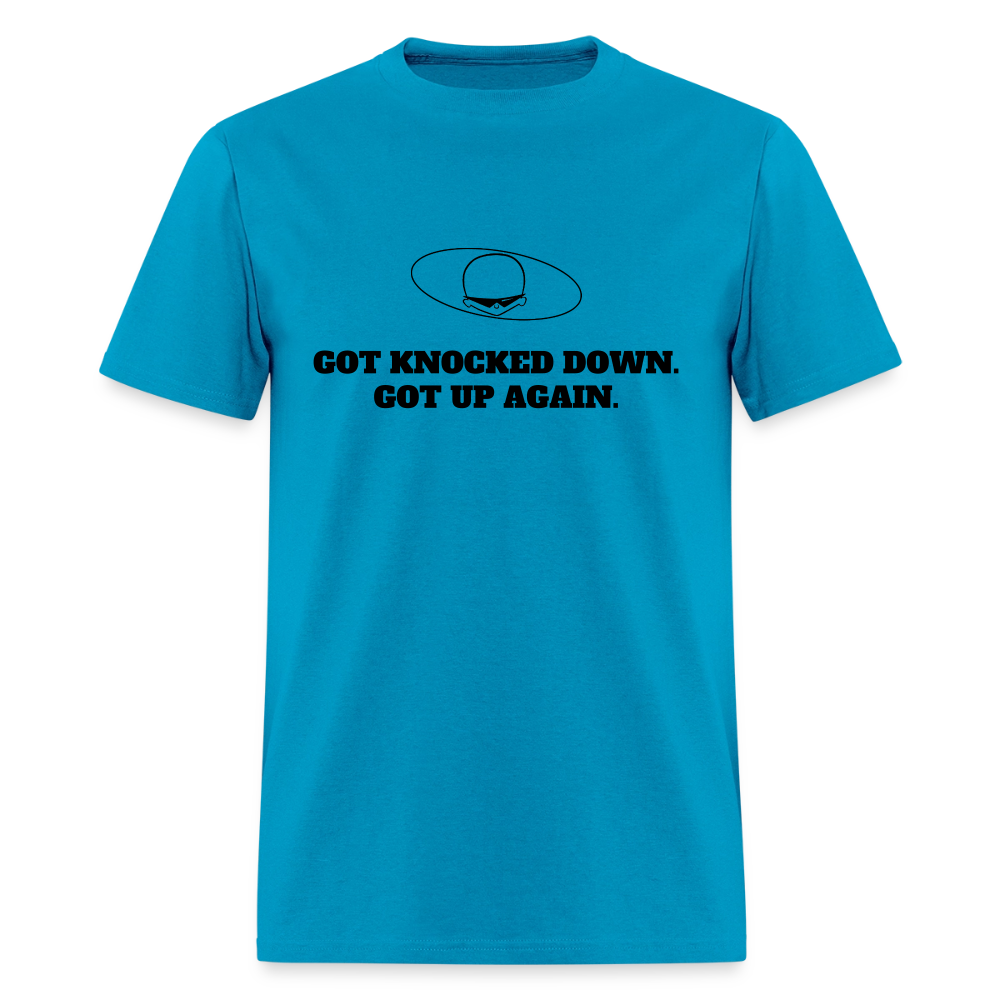 1980s "GOT KNOCKED DOWN." Pop Progeny T-Shirt (Dark on Light) - turquoise