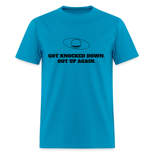 1980s "GOT KNOCKED DOWN." Pop Progeny T-Shirt (Dark on Light) - turquoise