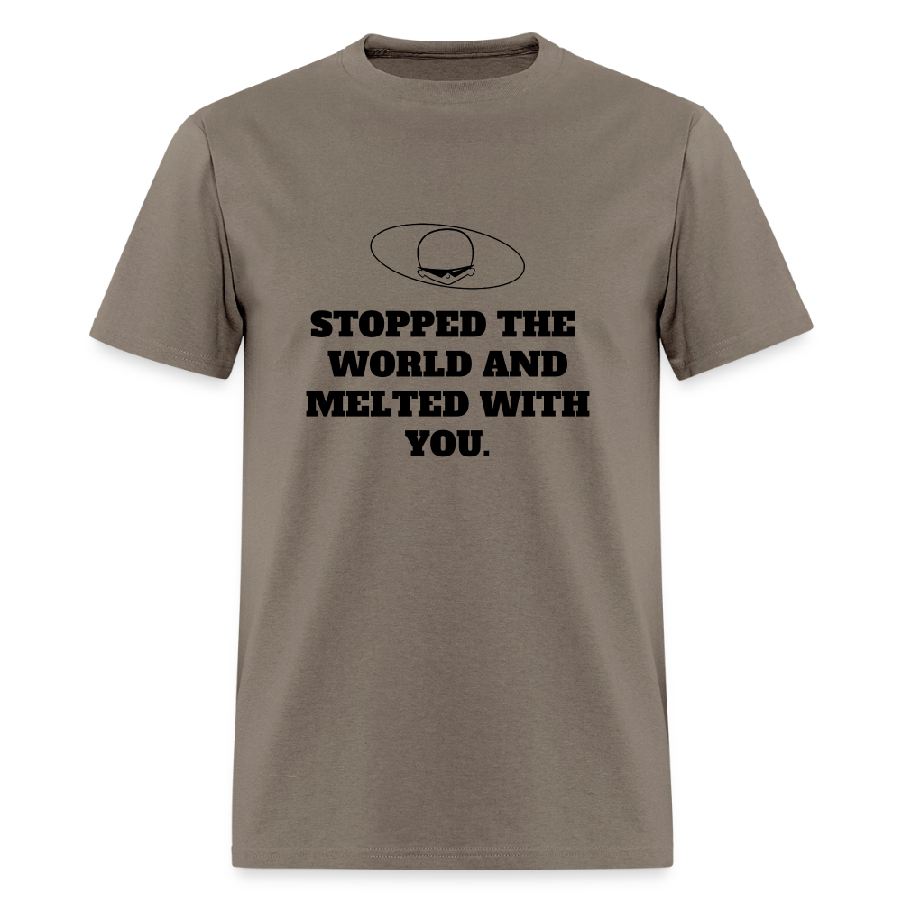 1980s "STOPPED THE WORLD AND MELTED WITH YOU." Pop Progeny T-Shirt (Dark on Light) - safari