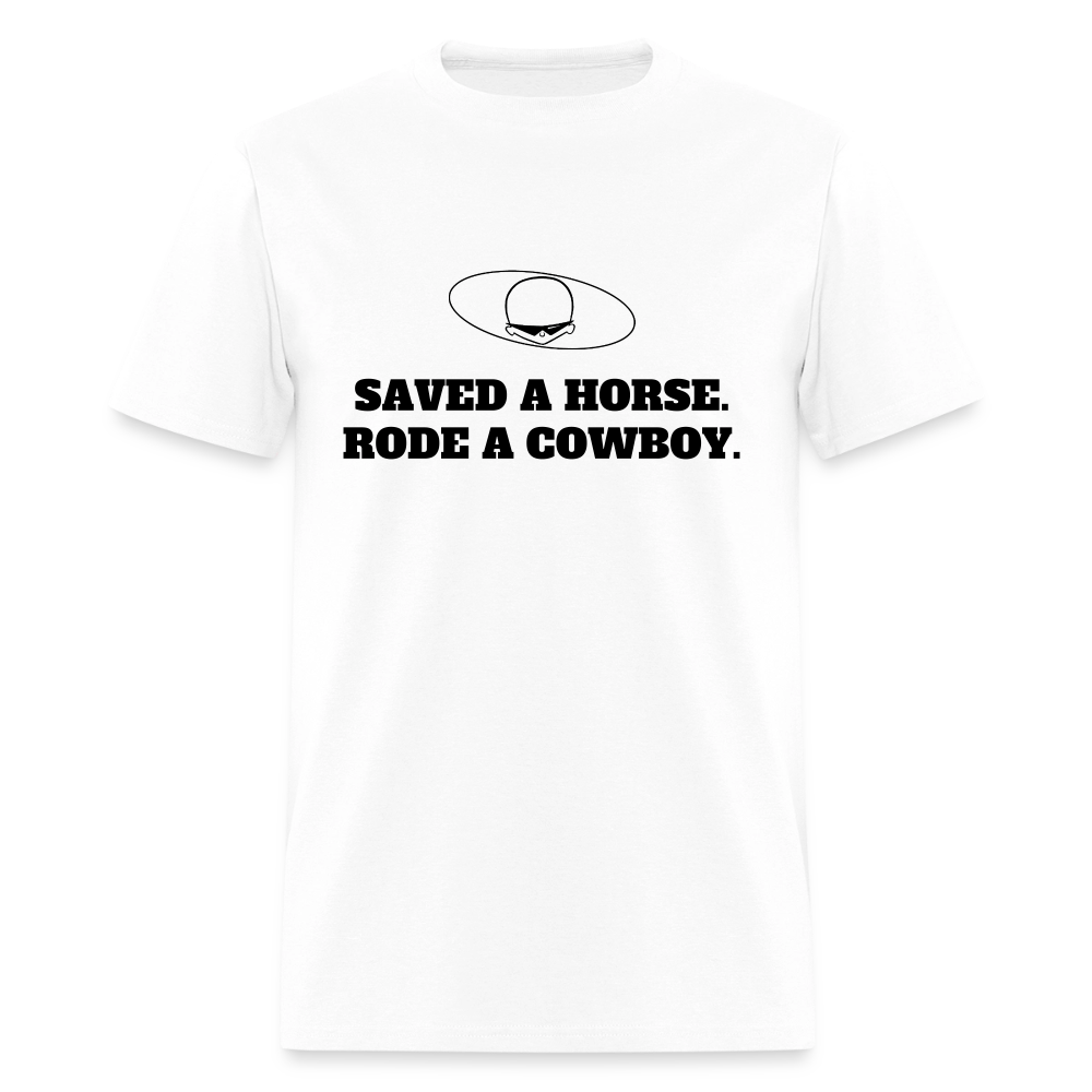 2000s "SAVED A HORSE. RODE A COWBOY" Pop Progeny T-Shirt (Dark on Light) - white