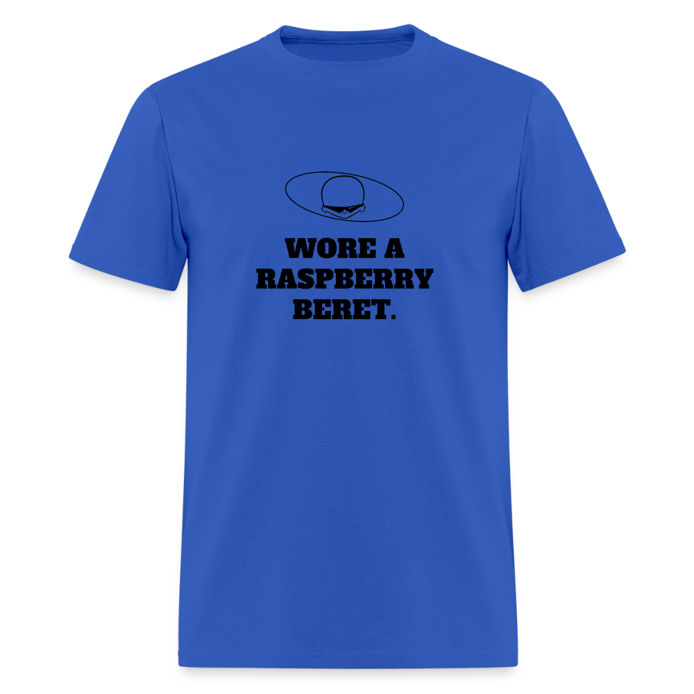 1980s "WORE A RASPBERRY BERET." Pop Progeny T-Shirt (Dark on Light) - royal blue