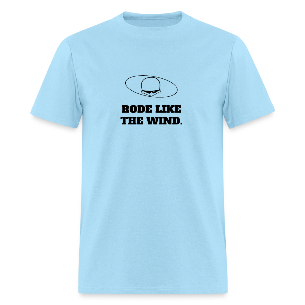 1970s "RODE LIKE THE WIND." Pop Progeny T-Shirt (Dark on Light) - powder blue