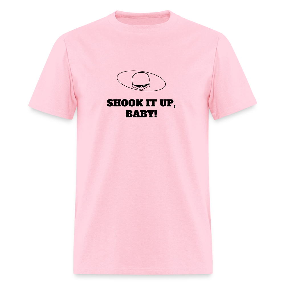 1960s "SHOOK IT UP, BABY." Pop Progeny T-Shirt (Dark on Light) - pink