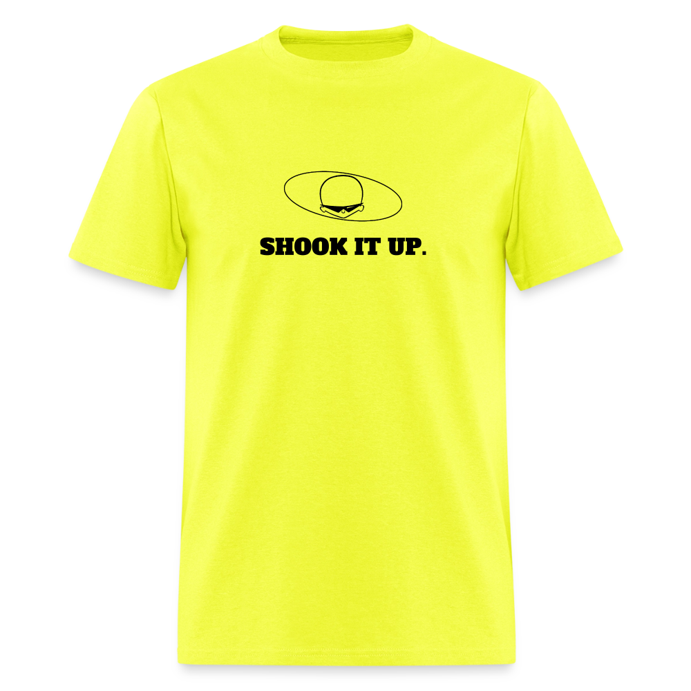 1980s "SHOOK IT UP." Pop Progeny T-Shirt (Dark on Light) - safety green