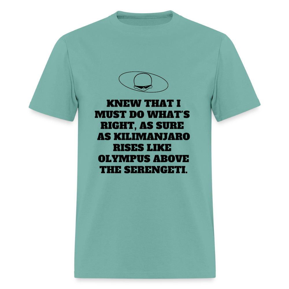 1980s "OLYMPUS ABOVE THE SERENGETI." Pop Progeny T-Shirt (Dark on Light) - aquatic