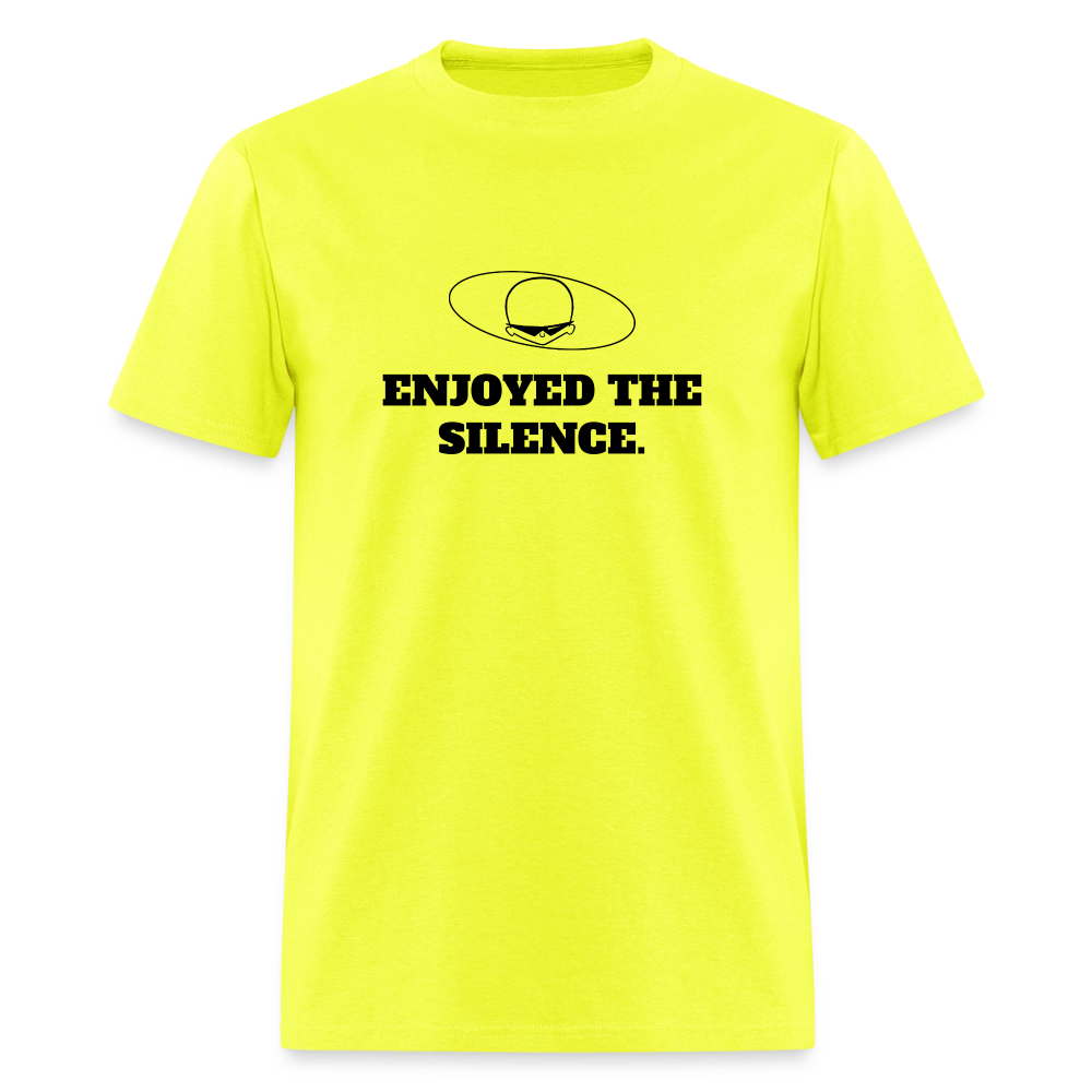 1990s "ENJOYED THE SILENCE." Pop Progeny T-Shirt (Dark on Light) - safety green