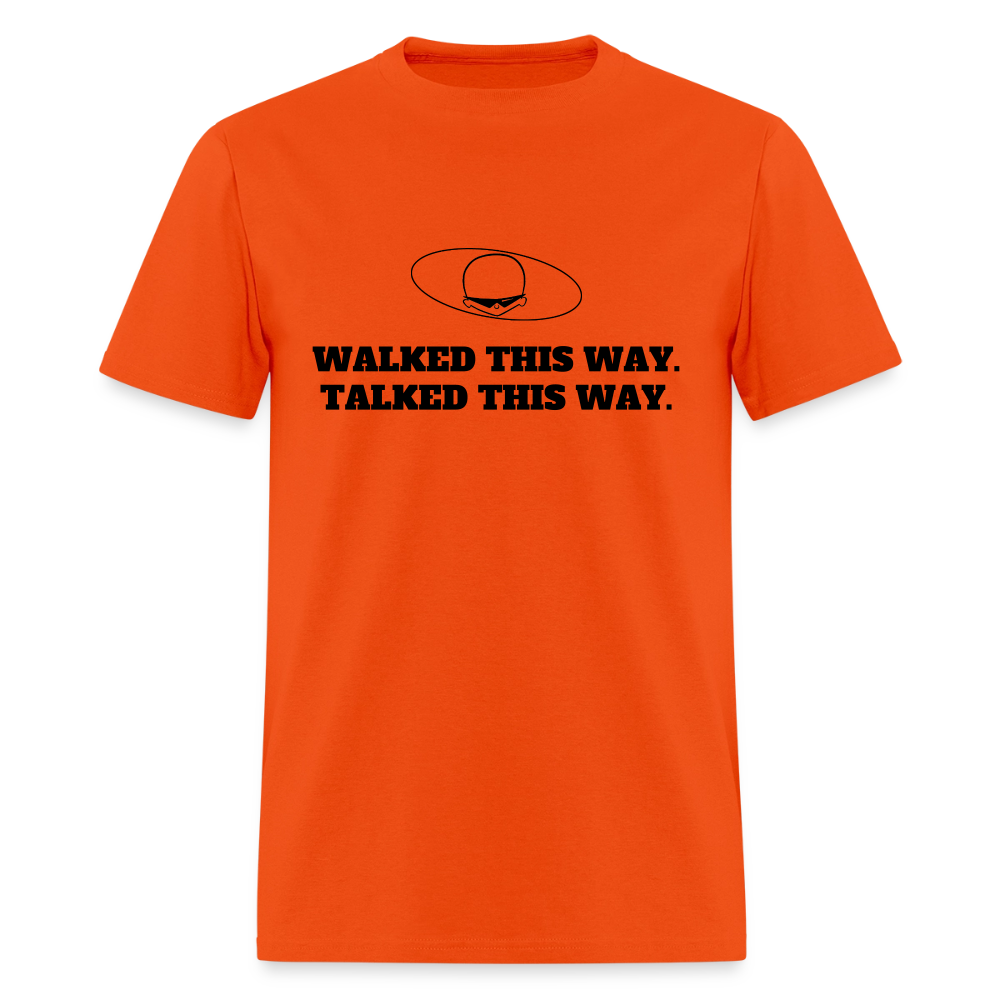1970s "WALKED THIS WAY." Pop Progeny T-Shirt (Dark on Light) - orange