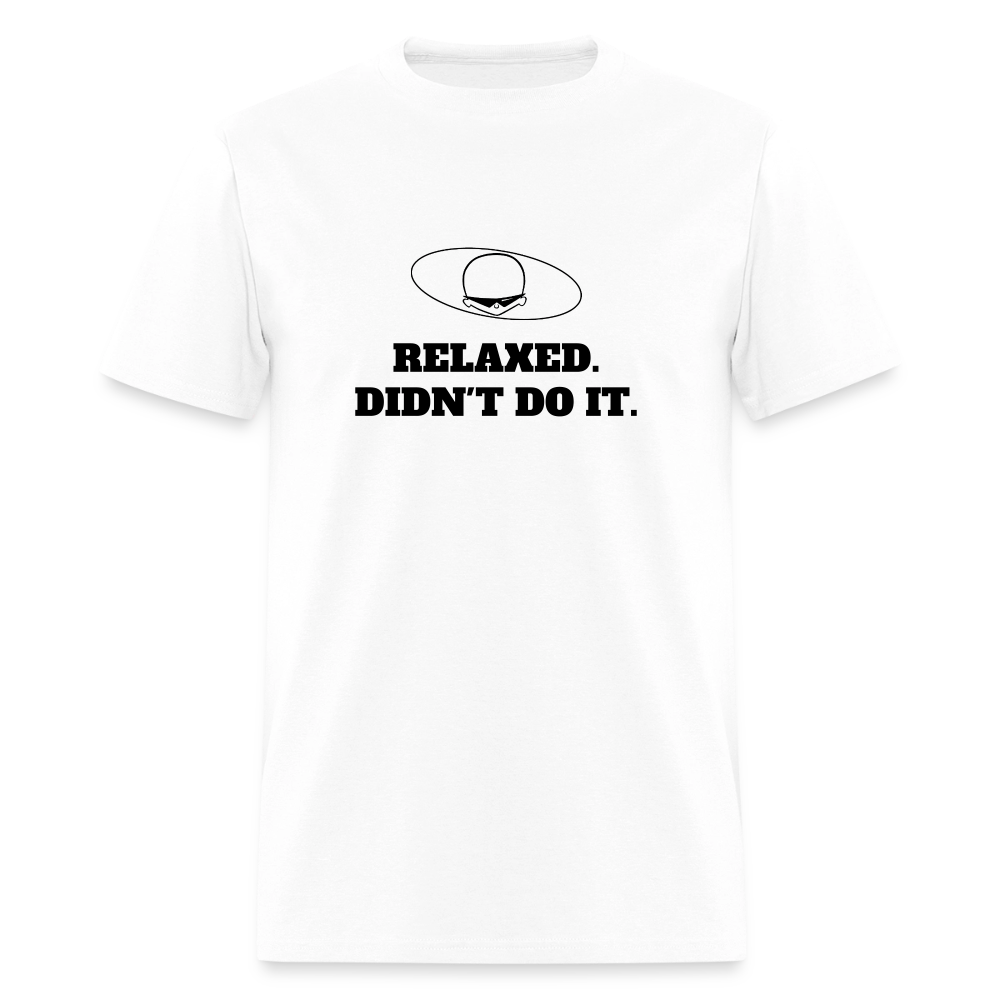 1980s "RELAXED. DIDN'T DO IT." Pop Progeny T-Shirt (Dark on Light) - white