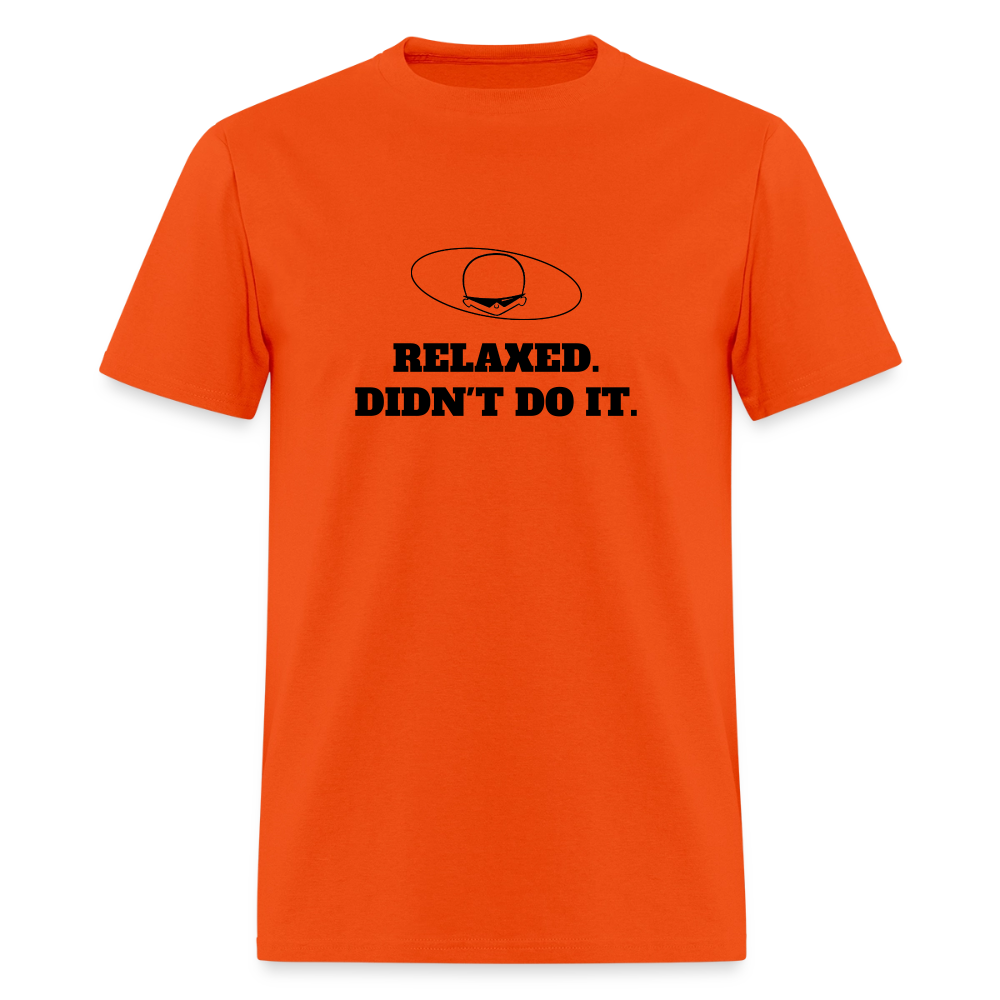 1980s "RELAXED. DIDN'T DO IT." Pop Progeny T-Shirt (Dark on Light) - orange