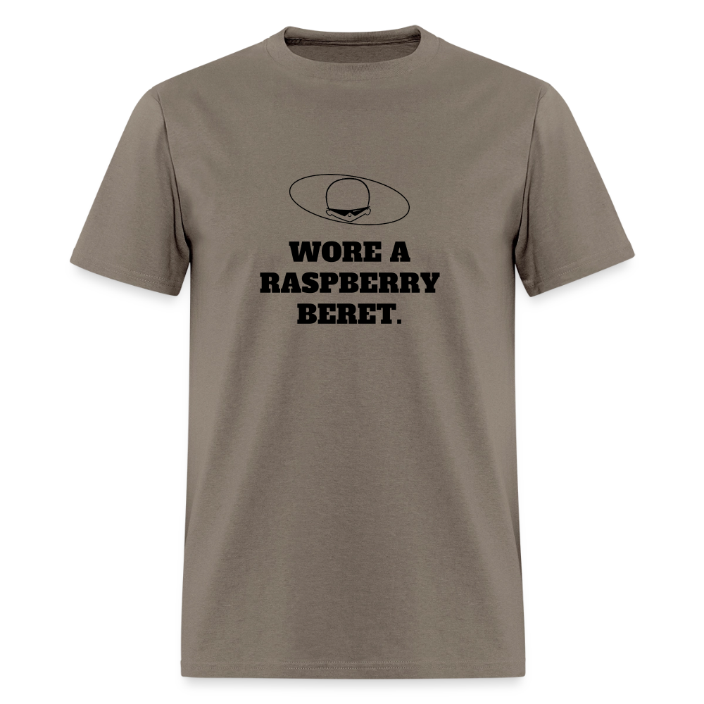 1980s "WORE A RASPBERRY BERET." Pop Progeny T-Shirt (Dark on Light) - safari