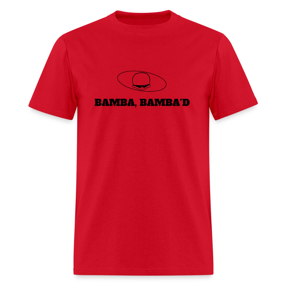 1950s "BAMBA BAMBA'D." Pop Progeny T-Shirt (Dark on Light) - red