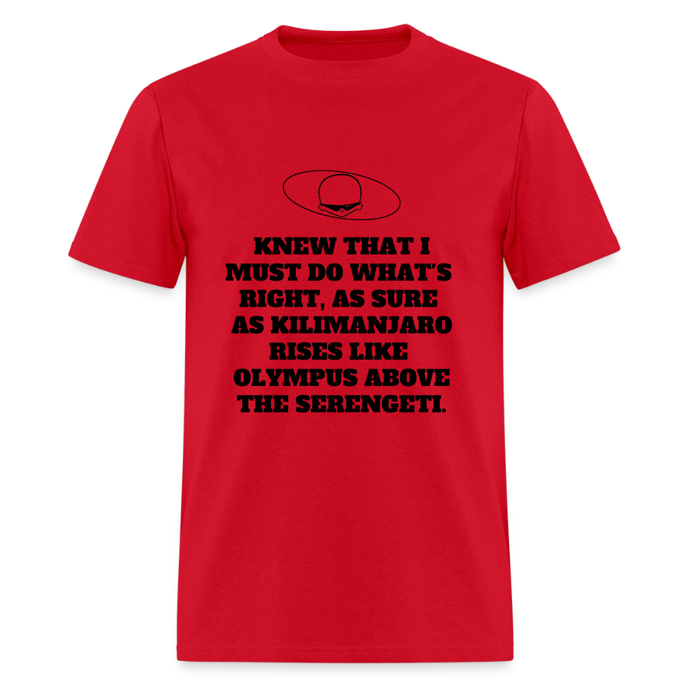 1980s "OLYMPUS ABOVE THE SERENGETI." Pop Progeny T-Shirt (Dark on Light) - red