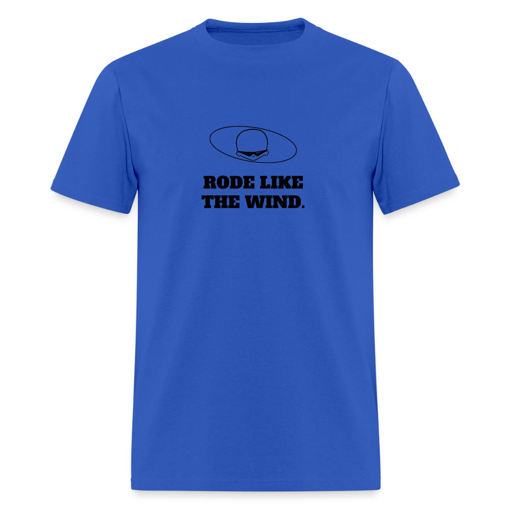 1970s "RODE LIKE THE WIND." Pop Progeny T-Shirt (Dark on Light) - royal blue