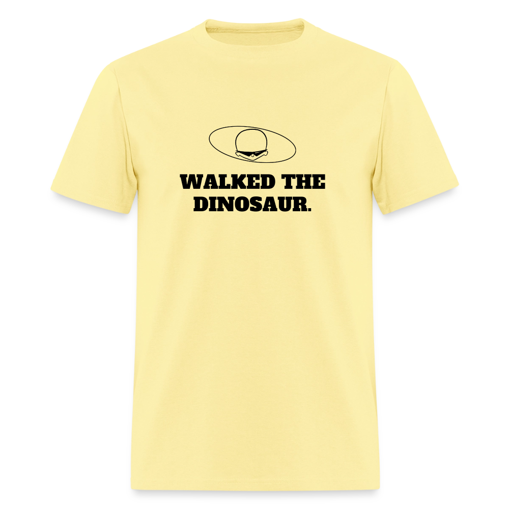 1980s "WALKED THE DINOSAUR." Pop Progeny T-Shirt (Dark on Light) - cornsilk