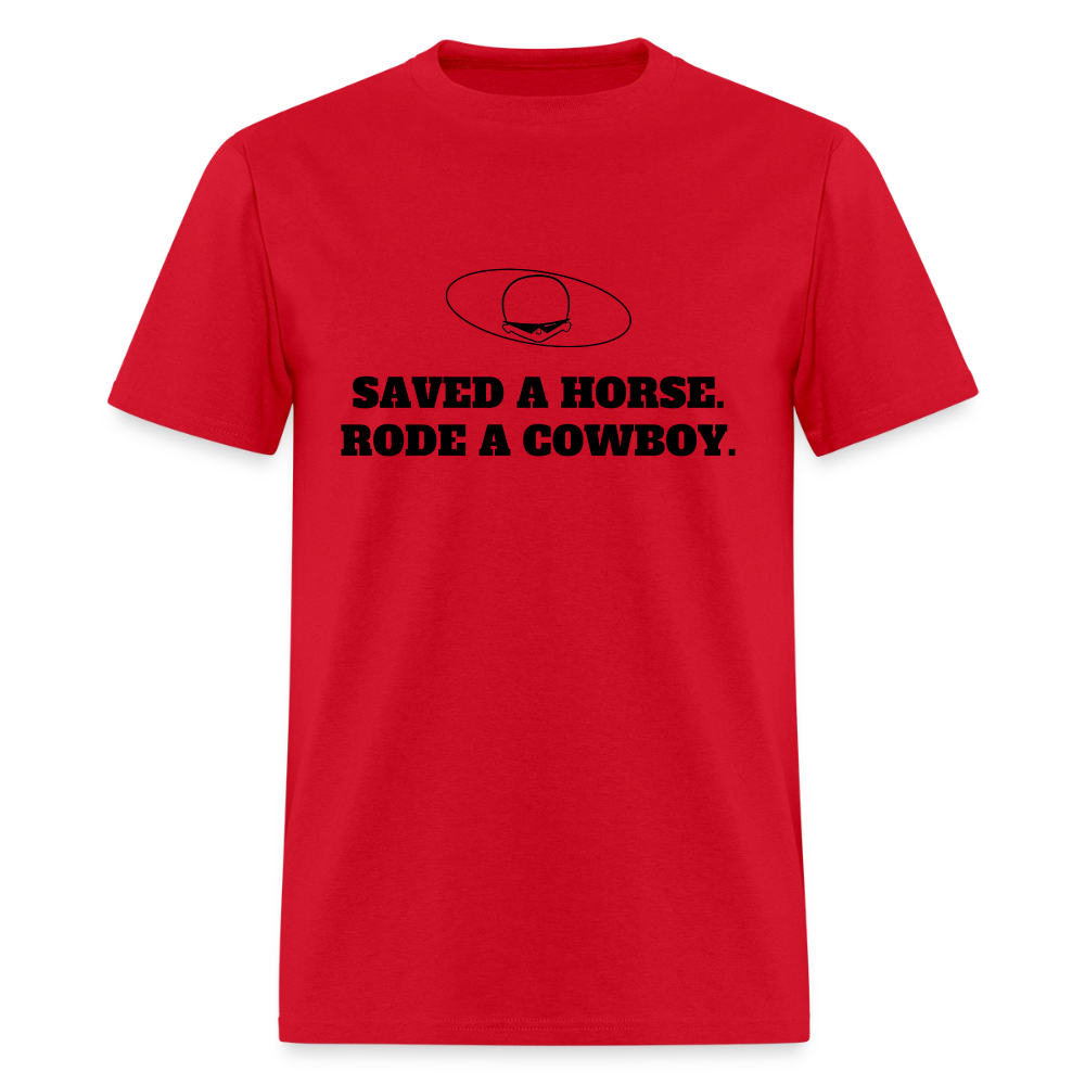 2000s "SAVED A HORSE. RODE A COWBOY" Pop Progeny T-Shirt (Dark on Light) - red