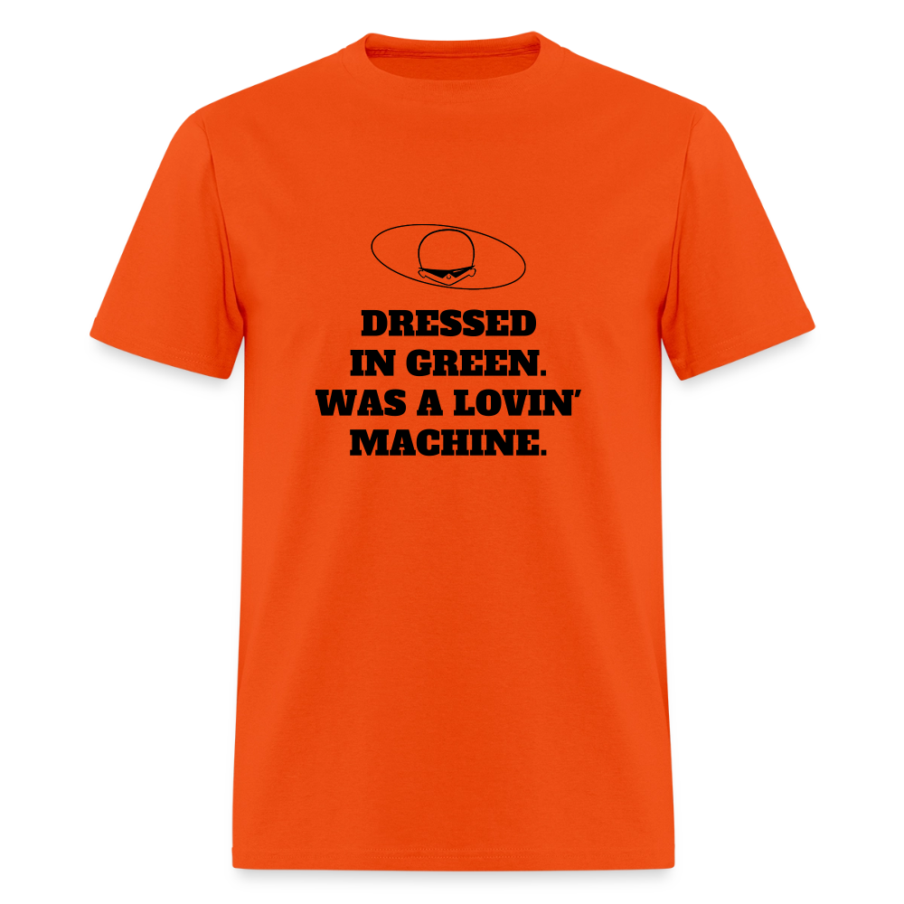 1960s "DRESSED IN GREEN. WAS A LOVIN' MACHINE." Pop Progeny T-Shirt (Dark on Light) - orange