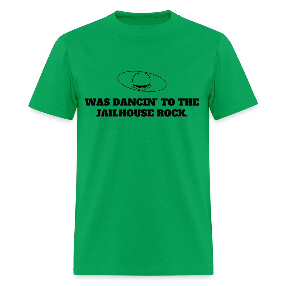 1950s "WAS DANCIN' TO THE JAILHOUSE ROCK." Pop Progeny T-Shirt (Dark on Light) - bright green