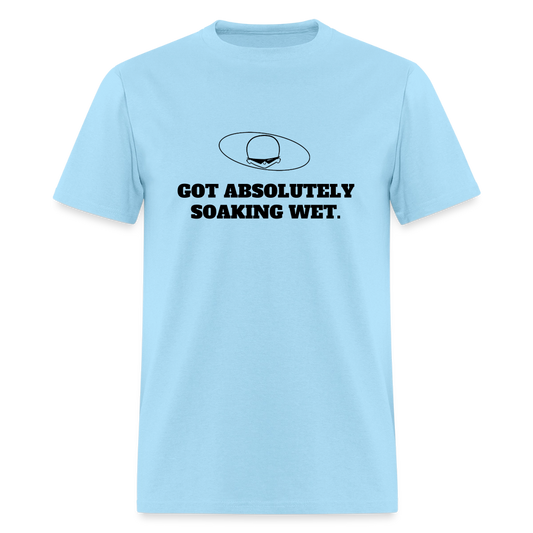 1980s "GOT ABSOLUTELY SOAKING WET." Pop Progeny T-Shirt (Dark on Light) - powder blue