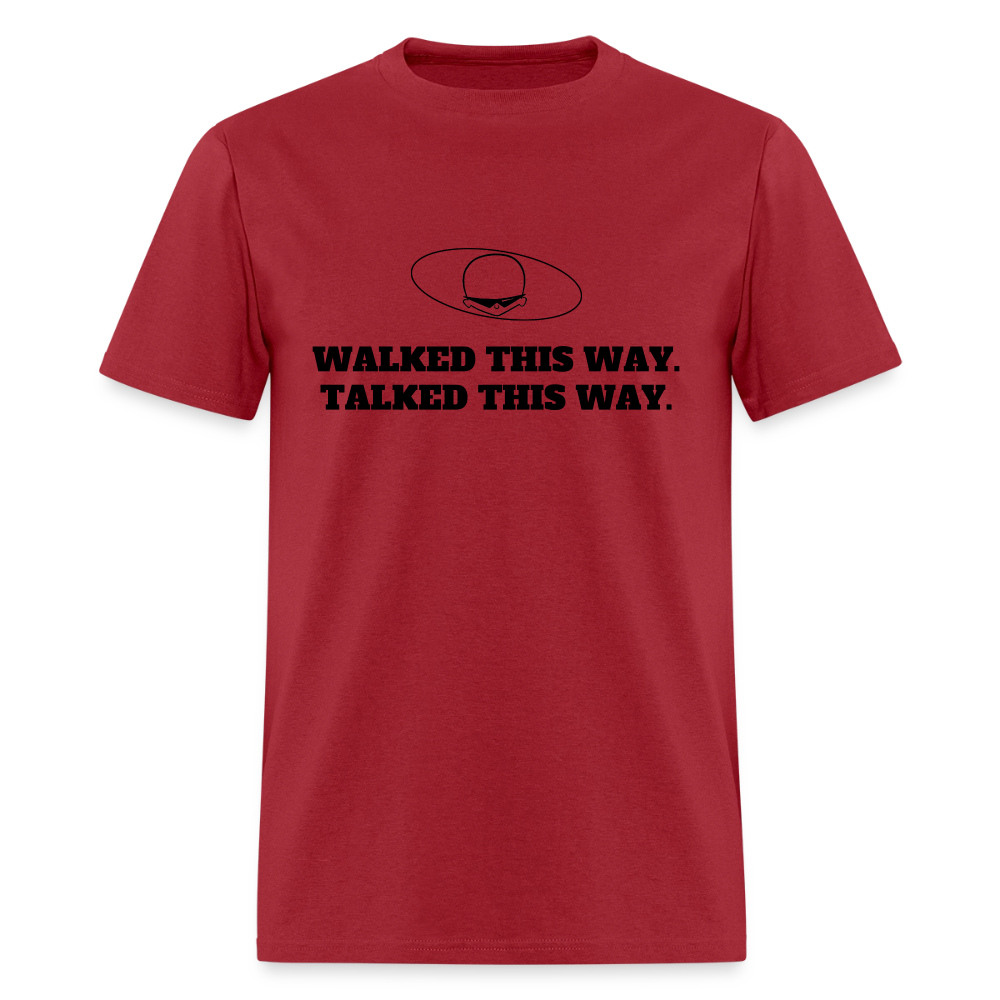 1970s "WALKED THIS WAY." Pop Progeny T-Shirt (Dark on Light) - dark red