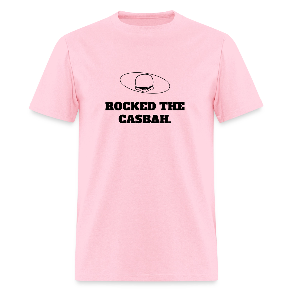 1980s "ROCKED THE CASBAH." Pop Progeny T-Shirt (Dark on Light) - pink