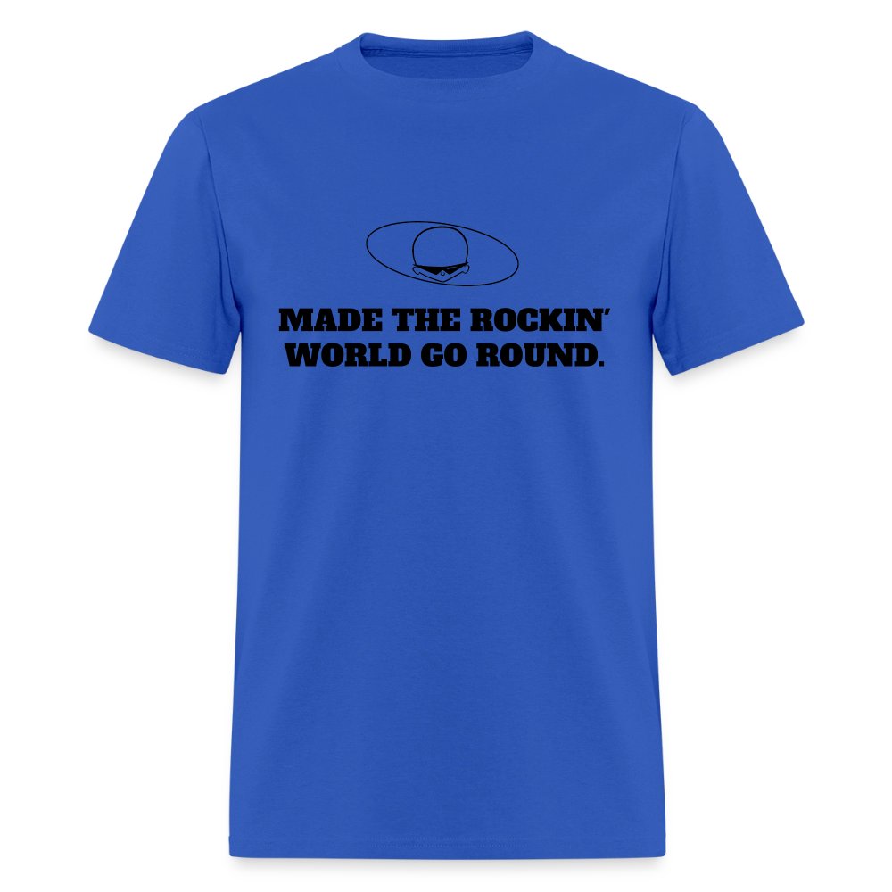 1980s "MADE THE ROCKIN' WORLD GO ROUND." Pop Progeny T-Shirt (Dark on Light) - royal blue