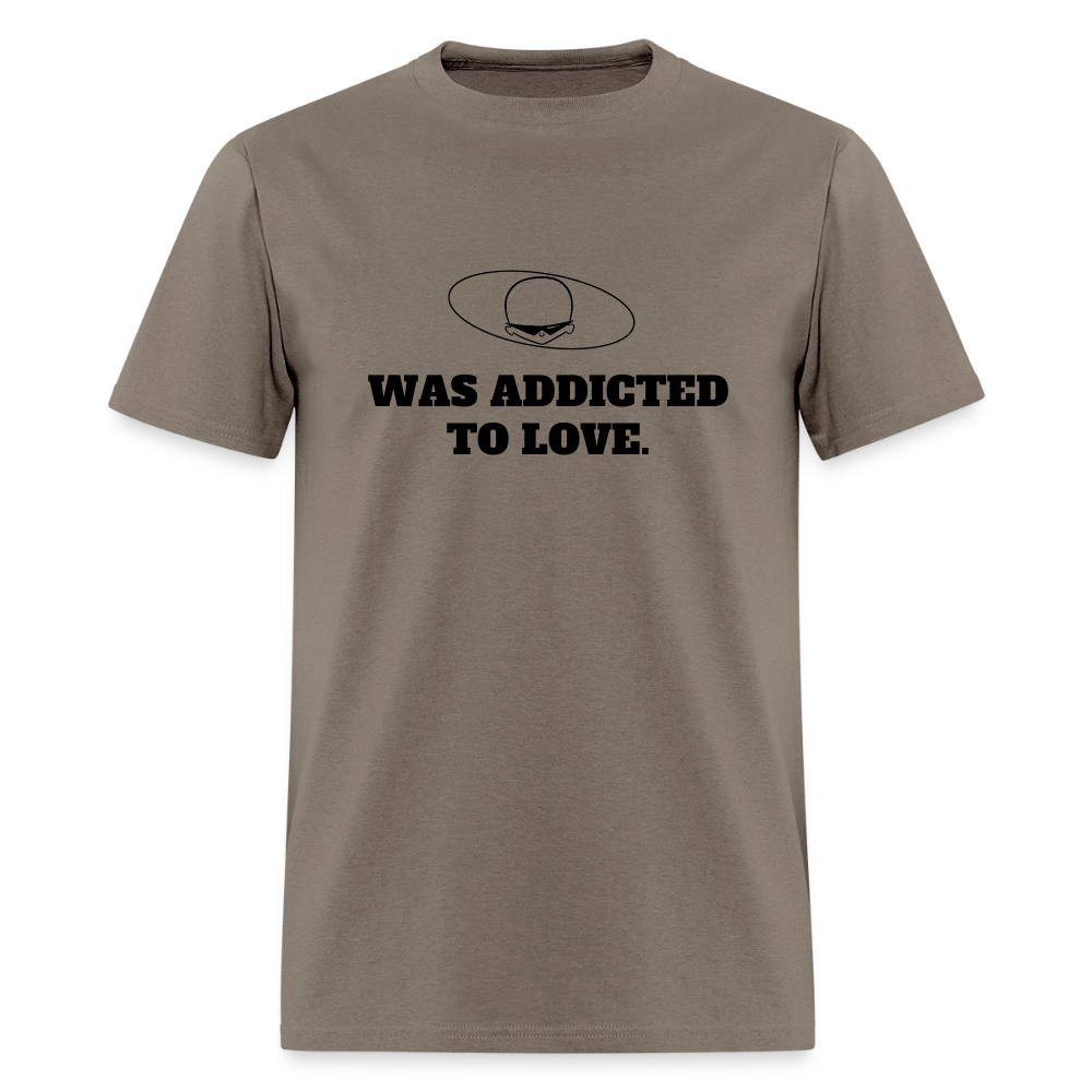 1980s "WAS ADDICTED TO LOVE." Pop Progeny T-Shirt (Dark on Light) - safari