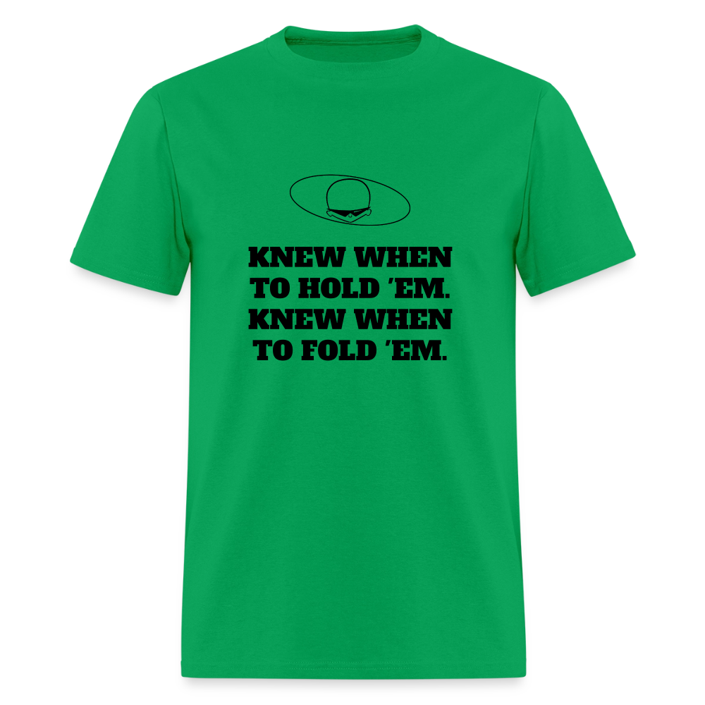 1980s "KNEW WHEN TO HOLD 'EM." Pop Progeny T-Shirt (Dark on Light) - bright green